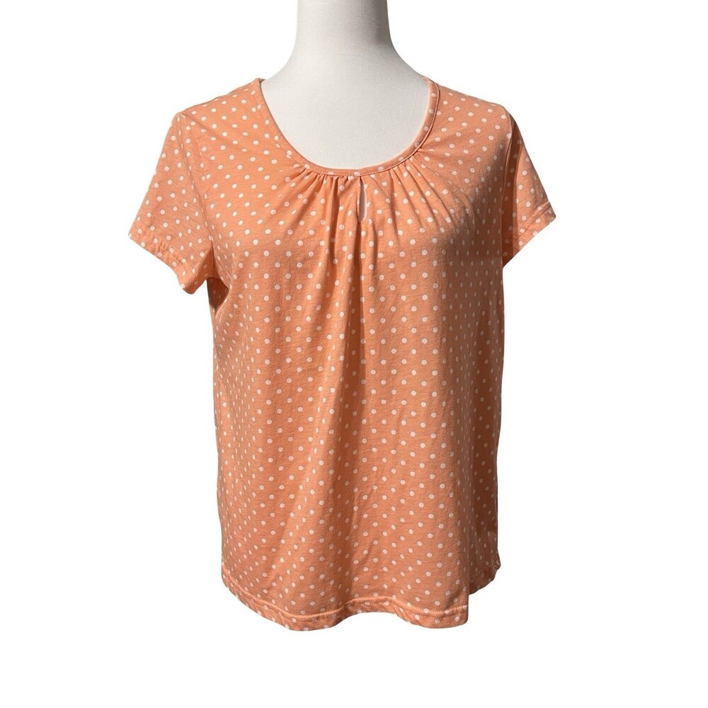 🍑 WHITE ORCHID PEACH POLKA DOT SLEEP TOP SIZE S GUC 🍑